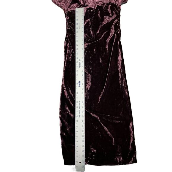 ZARA Burgundy Velvet Midi Dress Flutter Sleeve Holiday Cocktail Size S - Picture 5 of 13